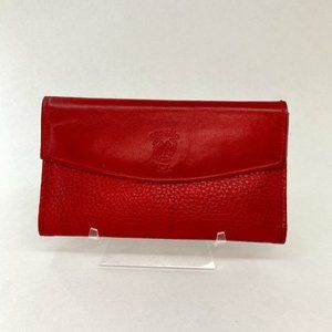 Vintage 1980's Capezio Red Bi-Fold Checkbook Pebbled Glove Cowhide Wallet